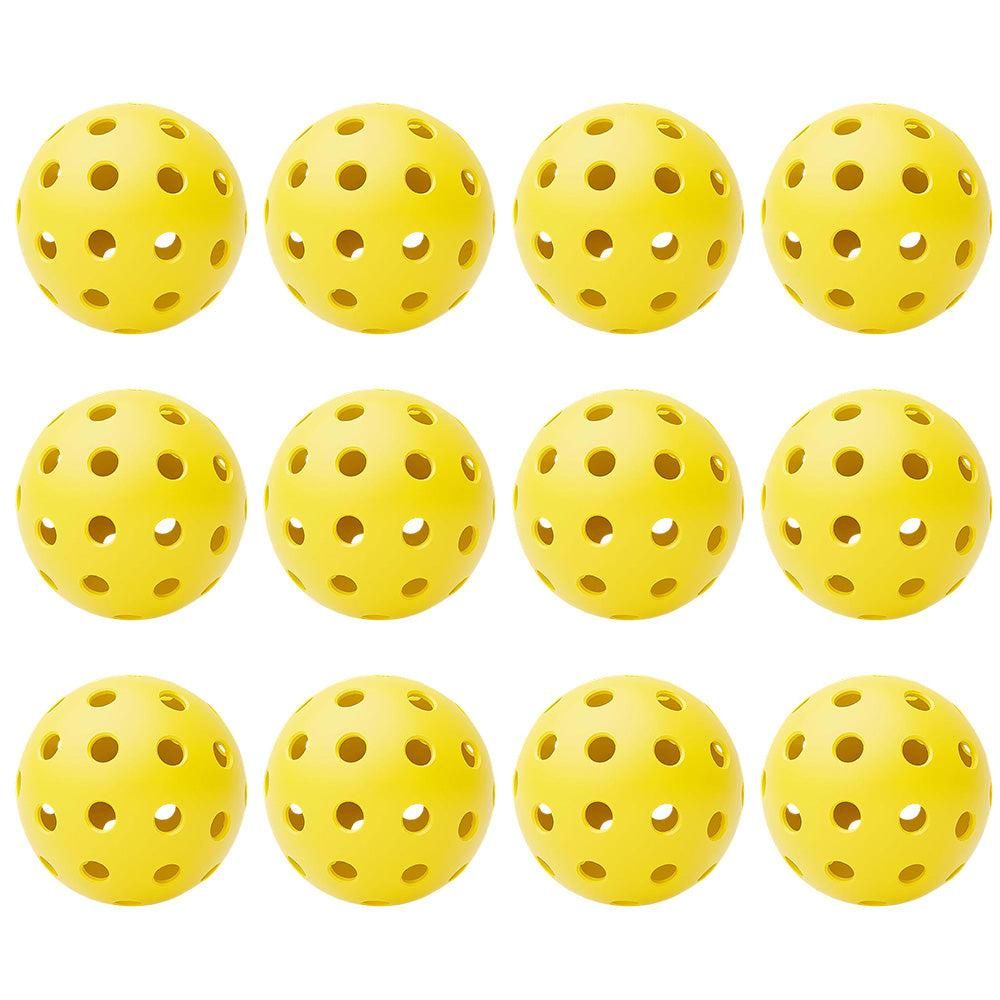 12Pcs Set 40-Hole Pickleball Balls High Bounce Outdoor Pickleball Set Yellow