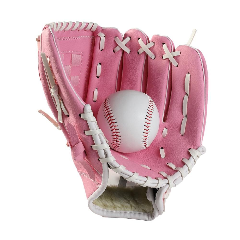 1X Baseball Glove Softball Training Mitt Left Hand Gloves for Adult Pink - L
