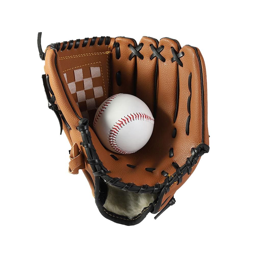 1X Baseball Glove Softball Training Mitt Left Hand Gloves for Adult Brown - S