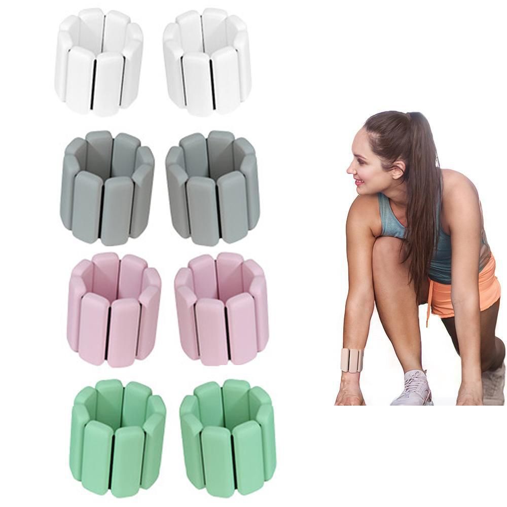 1Pair Adjustable Wrist Ankle Weight Bangles Wearable Fitness Training Bangles - White