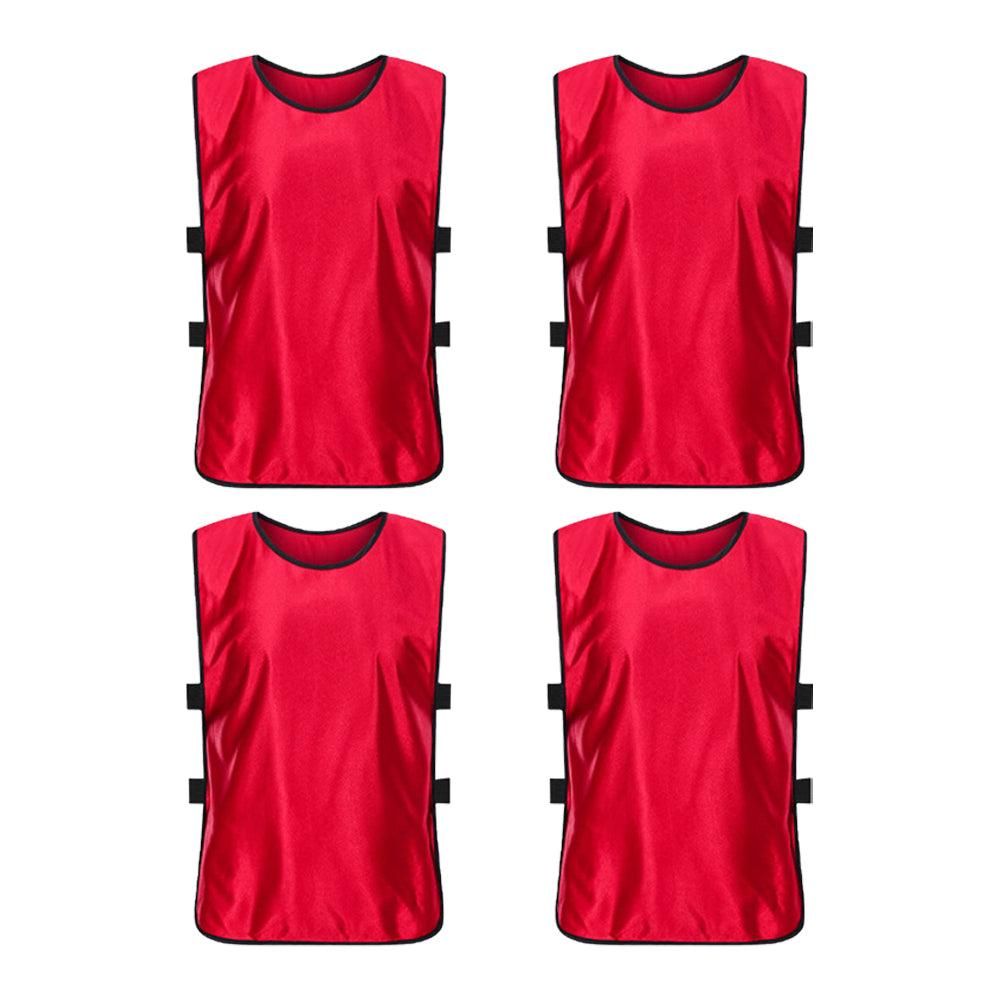 4Pcs Scrimmage Training Vest Team Sports Games Practice Jersey Red
