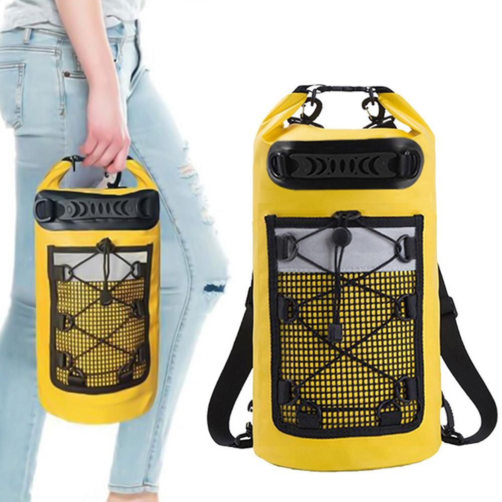 Roll-Top Backpack Dry Bag with Handle for Fishing Boating and Camping Yellow - S