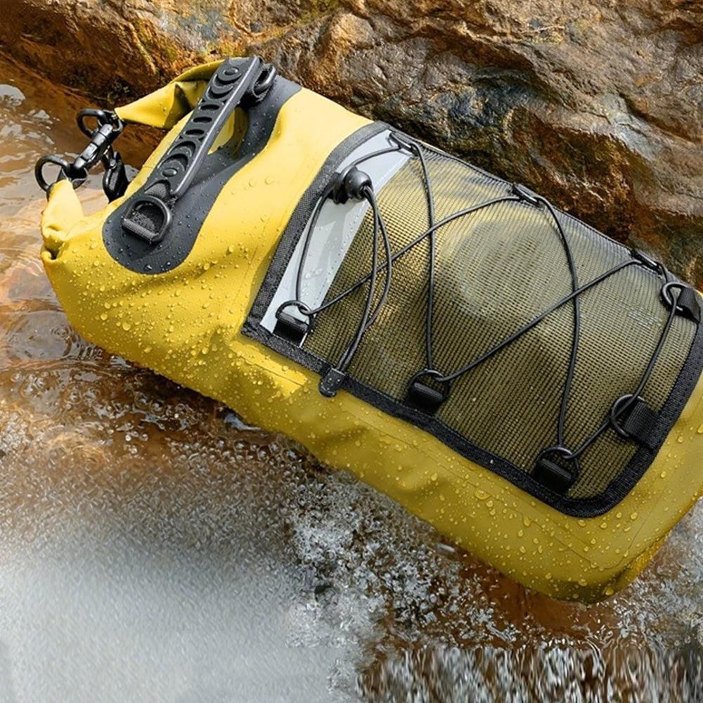 Roll-Top Backpack Dry Bag with Handle for Fishing Boating and Camping Yellow - S