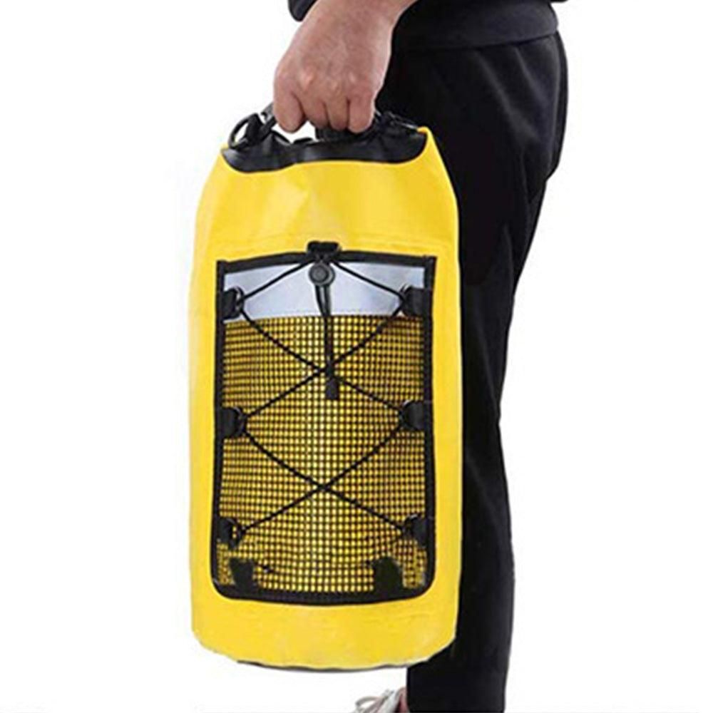 Roll-Top Backpack Dry Bag with Handle for Fishing Boating and Camping Yellow - M