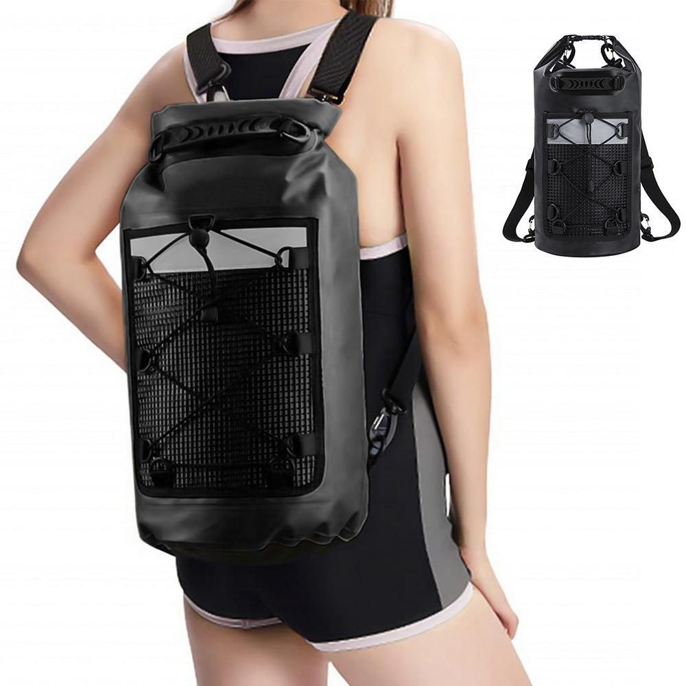 Roll-Top Backpack Dry Bag with Handle for Fishing Boating and Camping Yellow - M