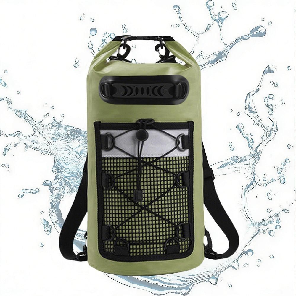Roll-Top Backpack Dry Bag with Handle for Fishing Boating and Camping Green - S