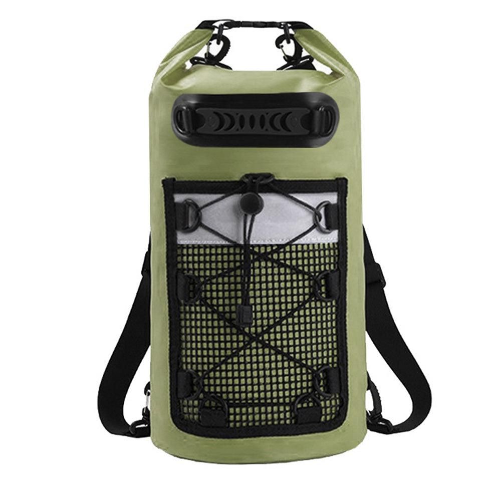 Roll-Top Backpack Dry Bag with Handle for Fishing Boating and Camping Green - L