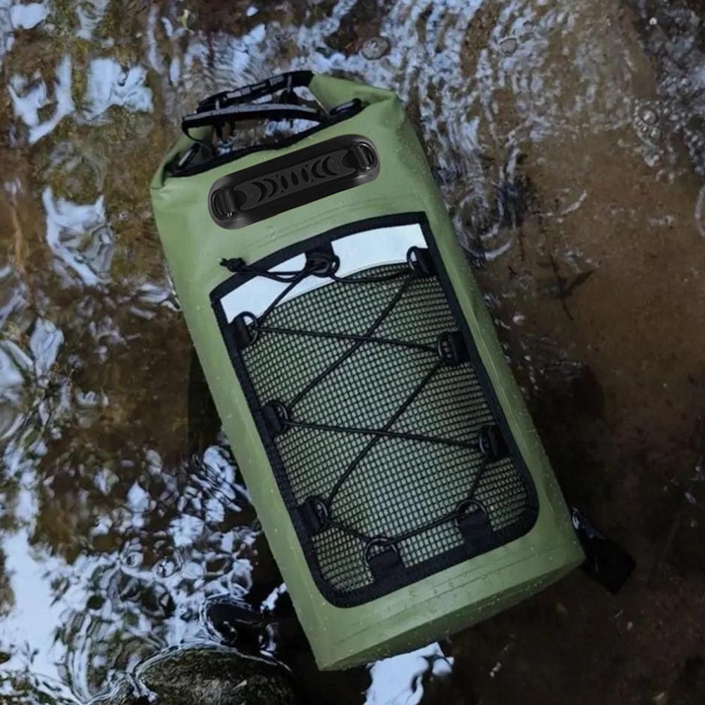 Roll-Top Backpack Dry Bag with Handle for Fishing Boating and Camping Green - L