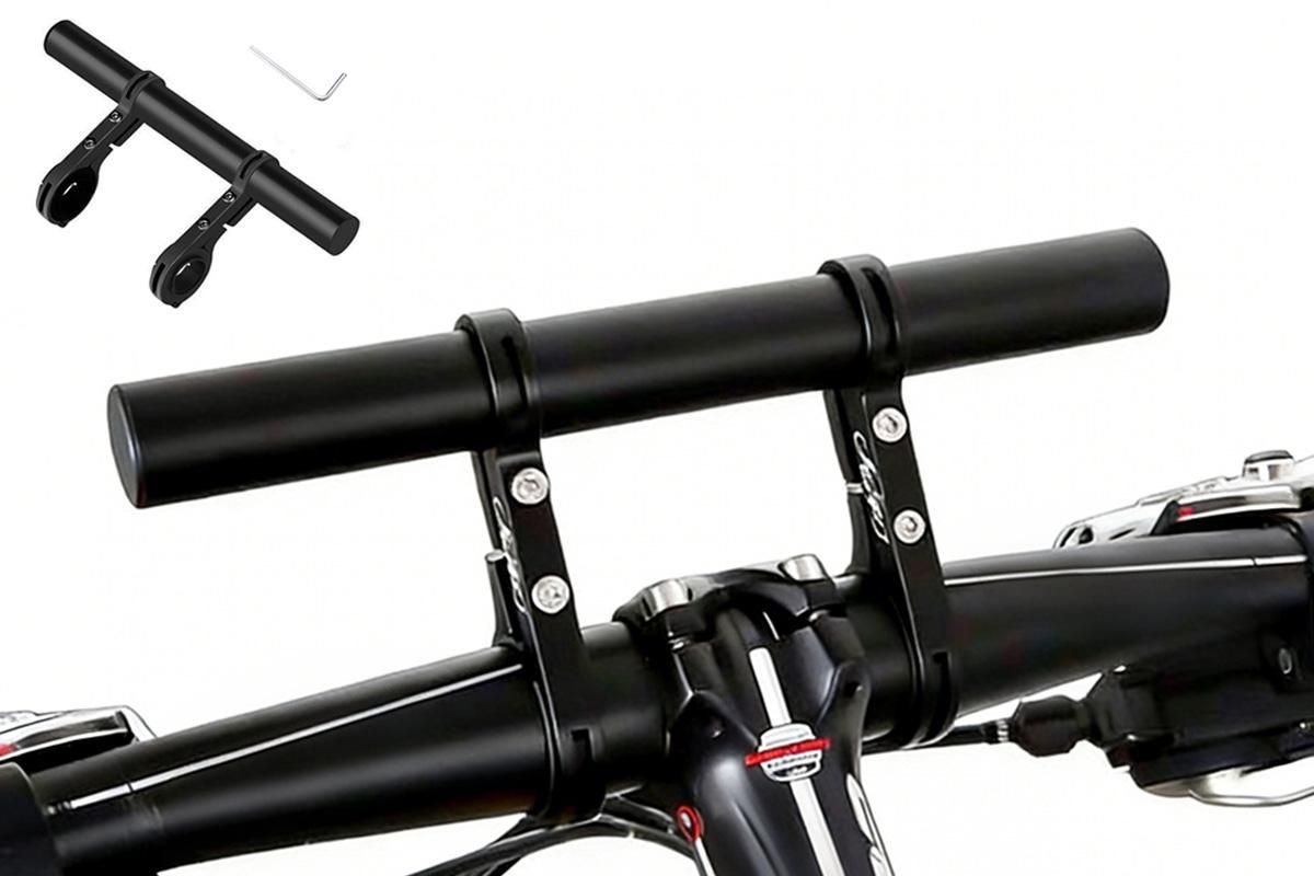 20cm Aluminum Alloy Bicycle Handlebar Extender Mount for Bike Accessories Black