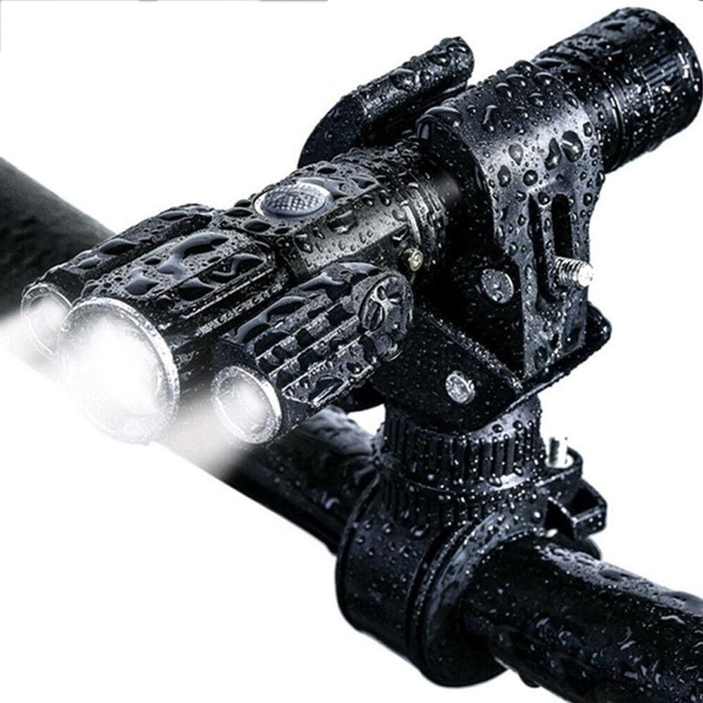 3-Head USB Rechargeable Headlight With Bracket for Night Cycling