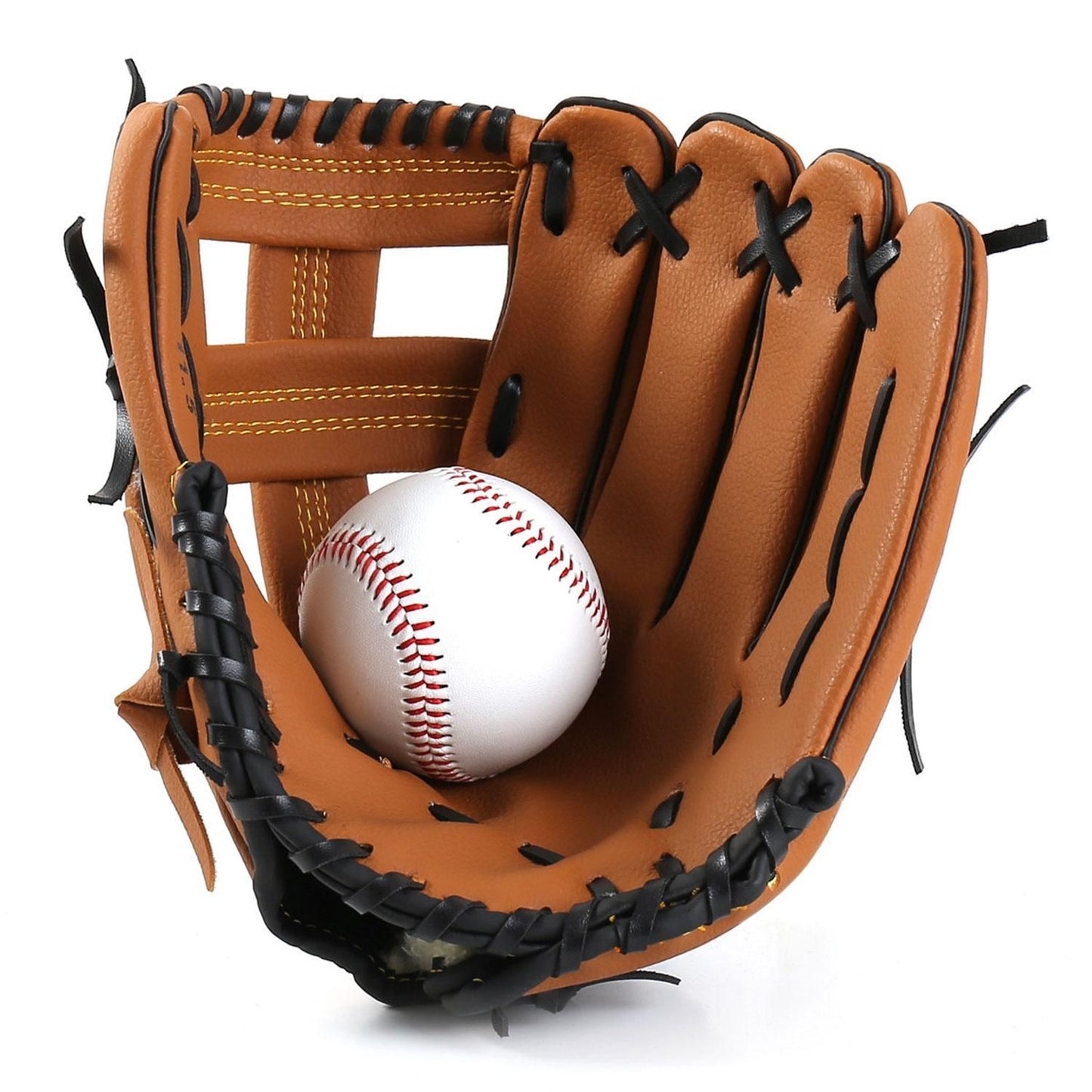 Left Hand Baseball Softball Glove, Training Beginner Mitt for Youth and Adult Players - L