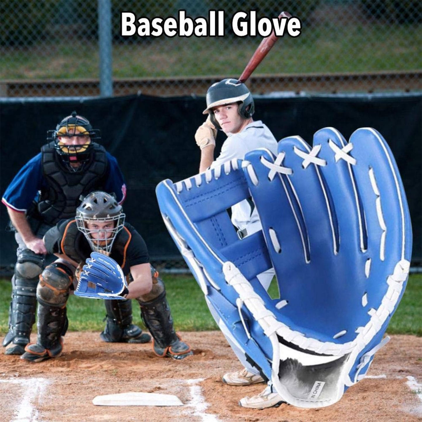Left Hand Baseball Softball Glove, Training Beginner Mitt for Youth and Adult Players - L