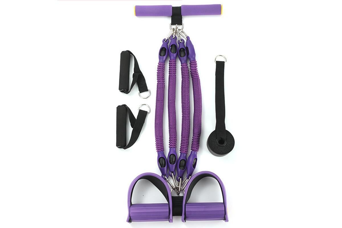 4 Tubes 4-in-1 Resistance Band Pedal Puller for Sit-Up Home Gym Yoga Pilates