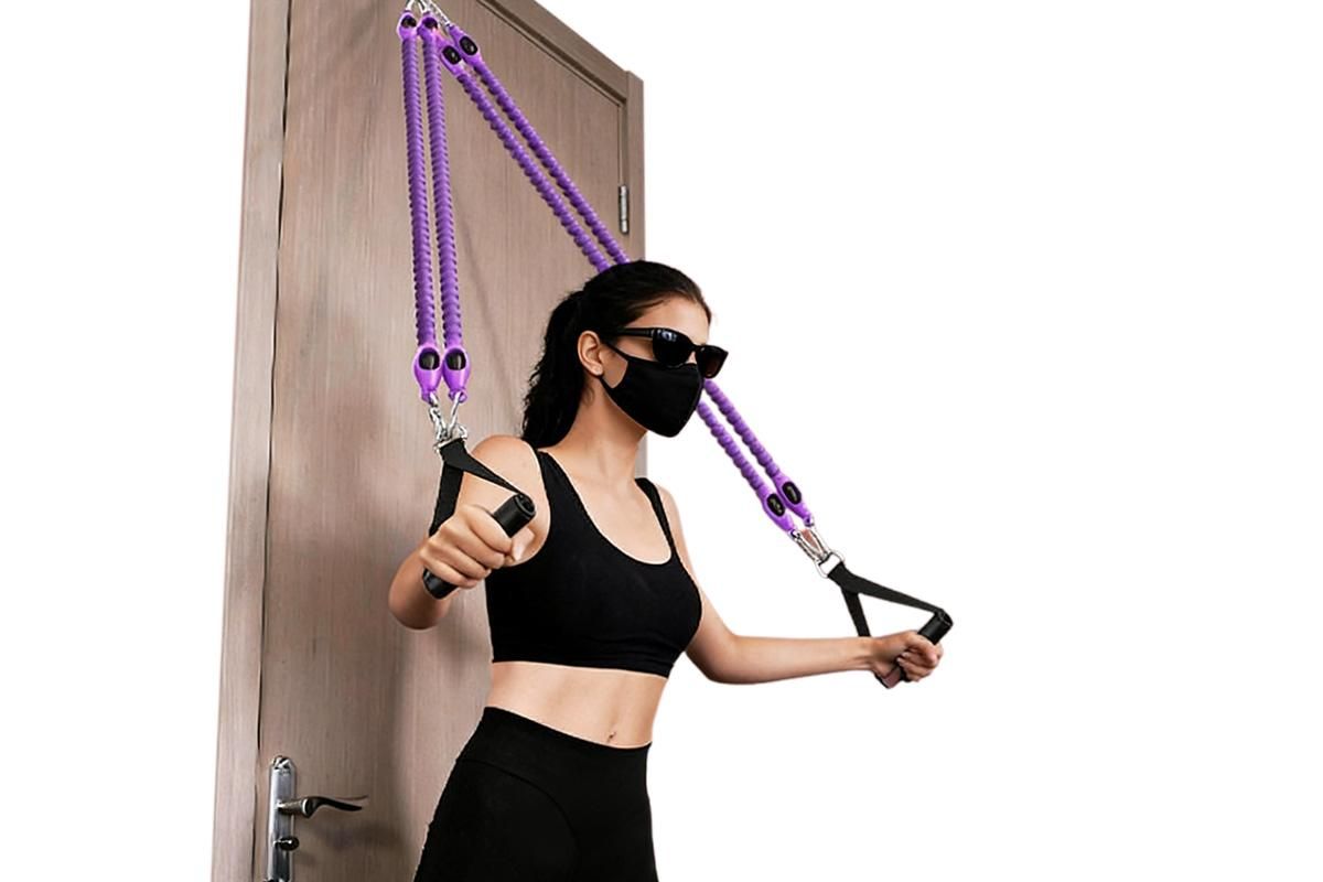4 Tubes 4-in-1 Resistance Band Pedal Puller for Sit-Up Home Gym Yoga Pilates