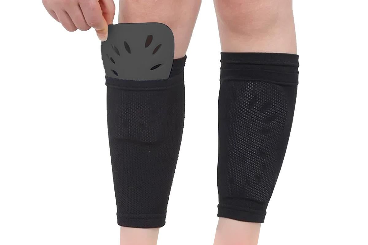 Protective Gear Soccer Shin Guards For Kids Adults Breathable Shin Guard Sleeves-Black