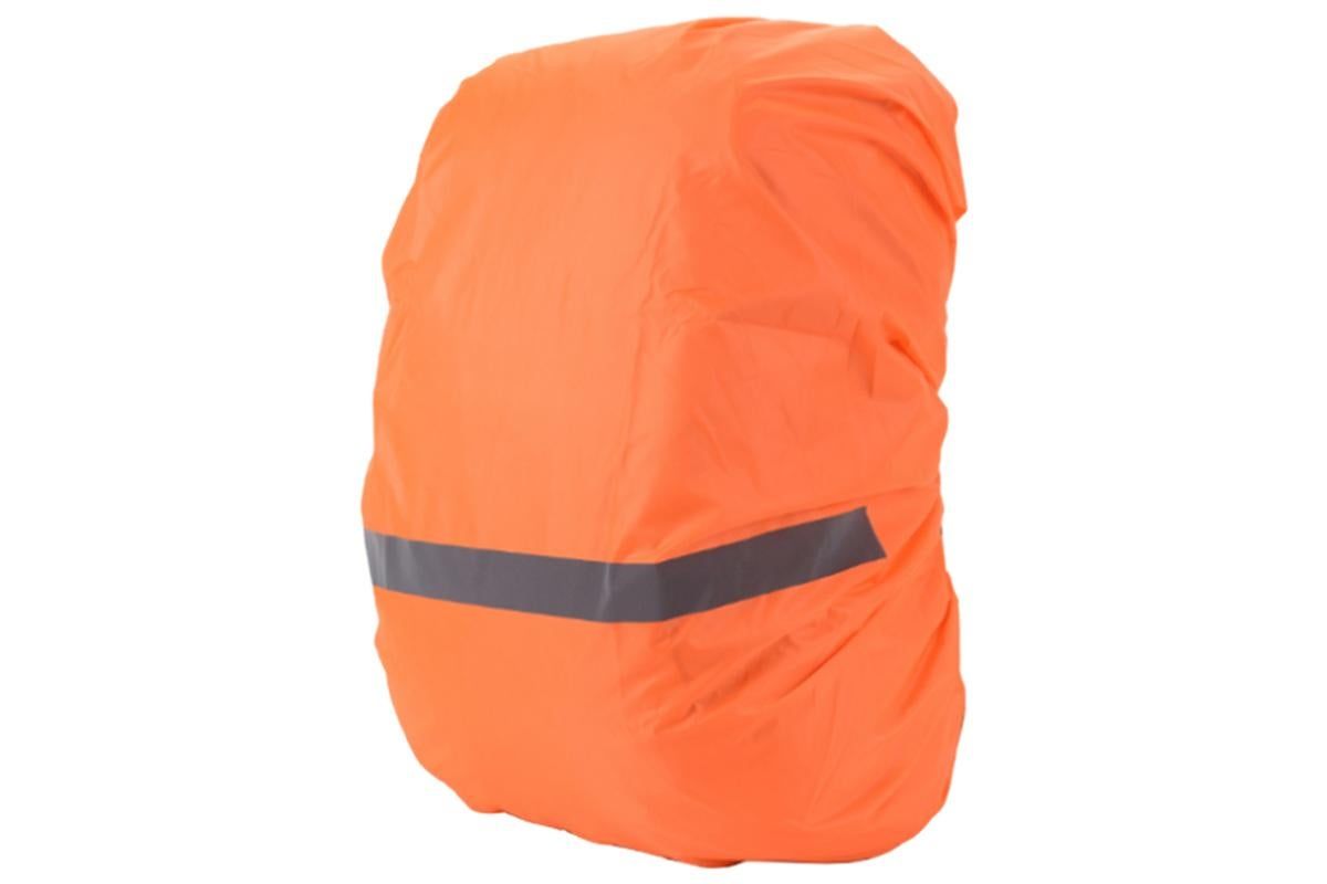 High-Visibility Backpack Rain Cover with Reflective Strip Water-Resistant Outdoor Night Travel Bag Cover -Orange / L