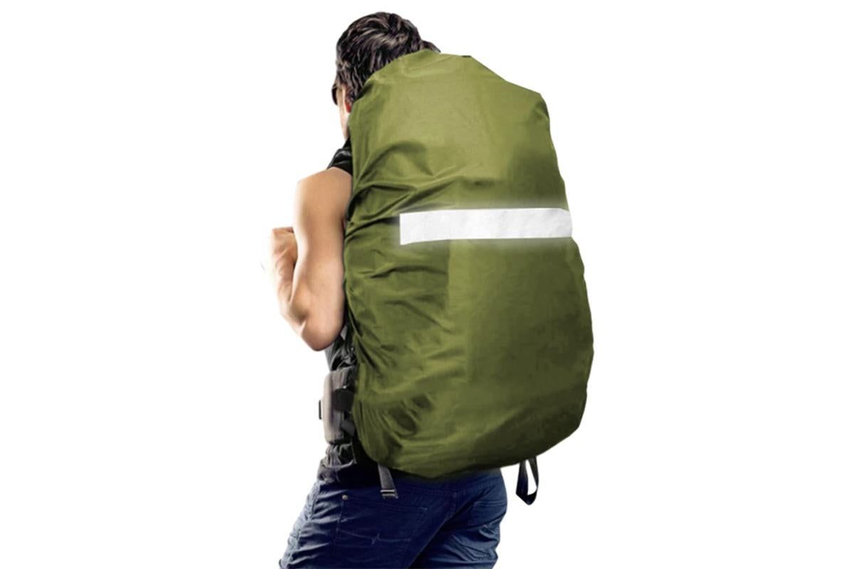 High-Visibility Backpack Rain Cover with Reflective Strip Water-Resistant Outdoor Night Travel Bag Cover -Orange / M
