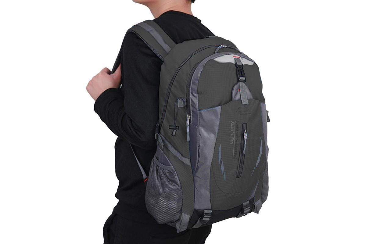 Water-resistant Hiking Backpack Travel Camping Nylon Outdoor Bag for Men and Women -Black