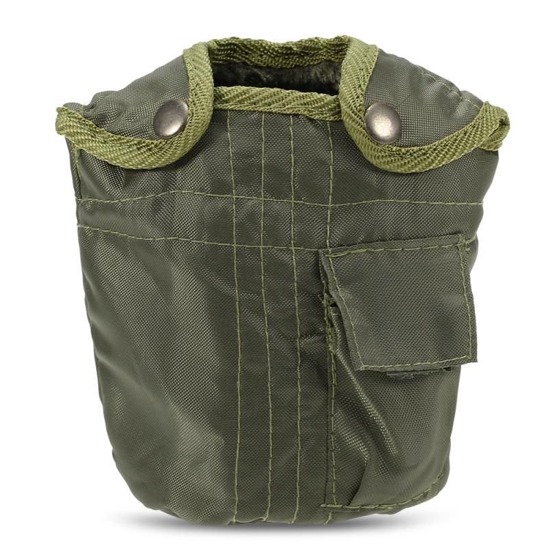 1L Outdoor Canteen Bottle, Camping Hiking Backpacking Water Bottle Kettle with Cover(green)