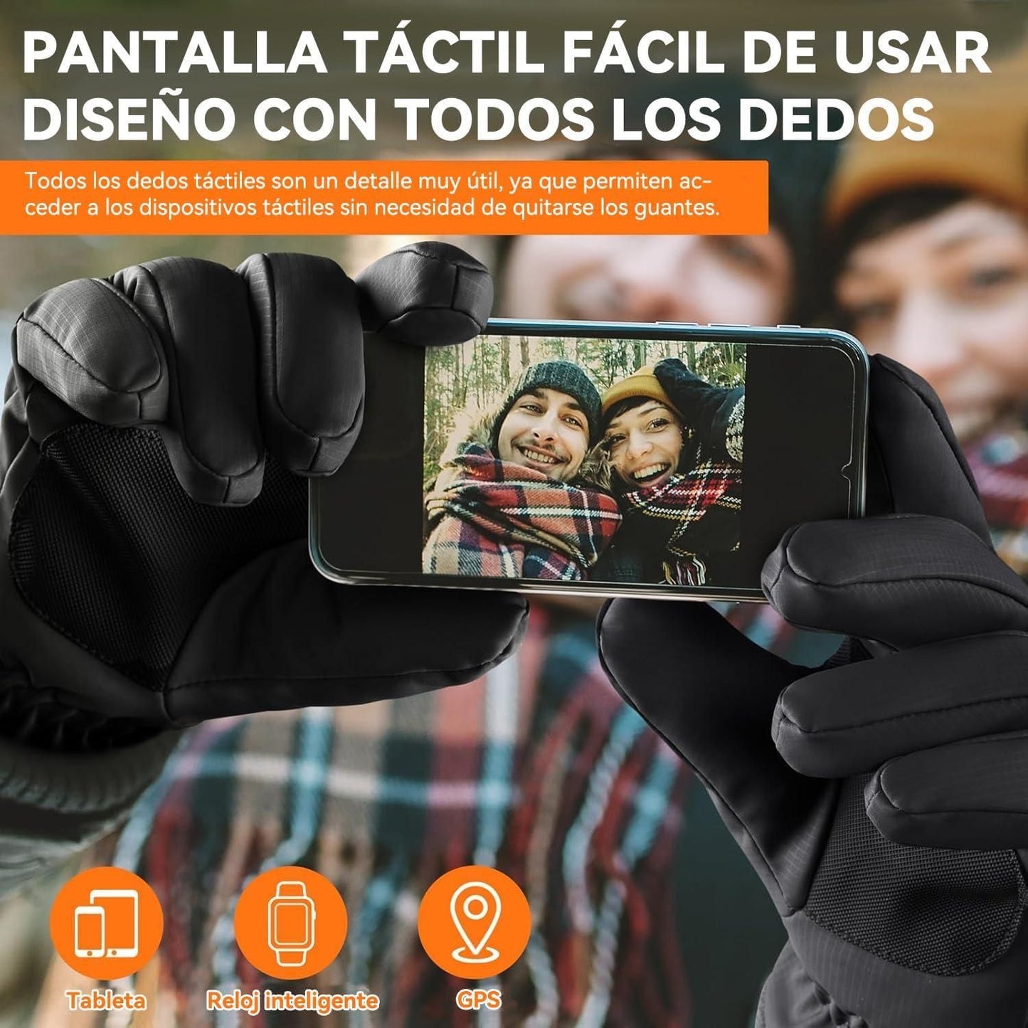 Ski Gloves Waterproof Touchscreen Winter Thermal Gloves Men Black XL