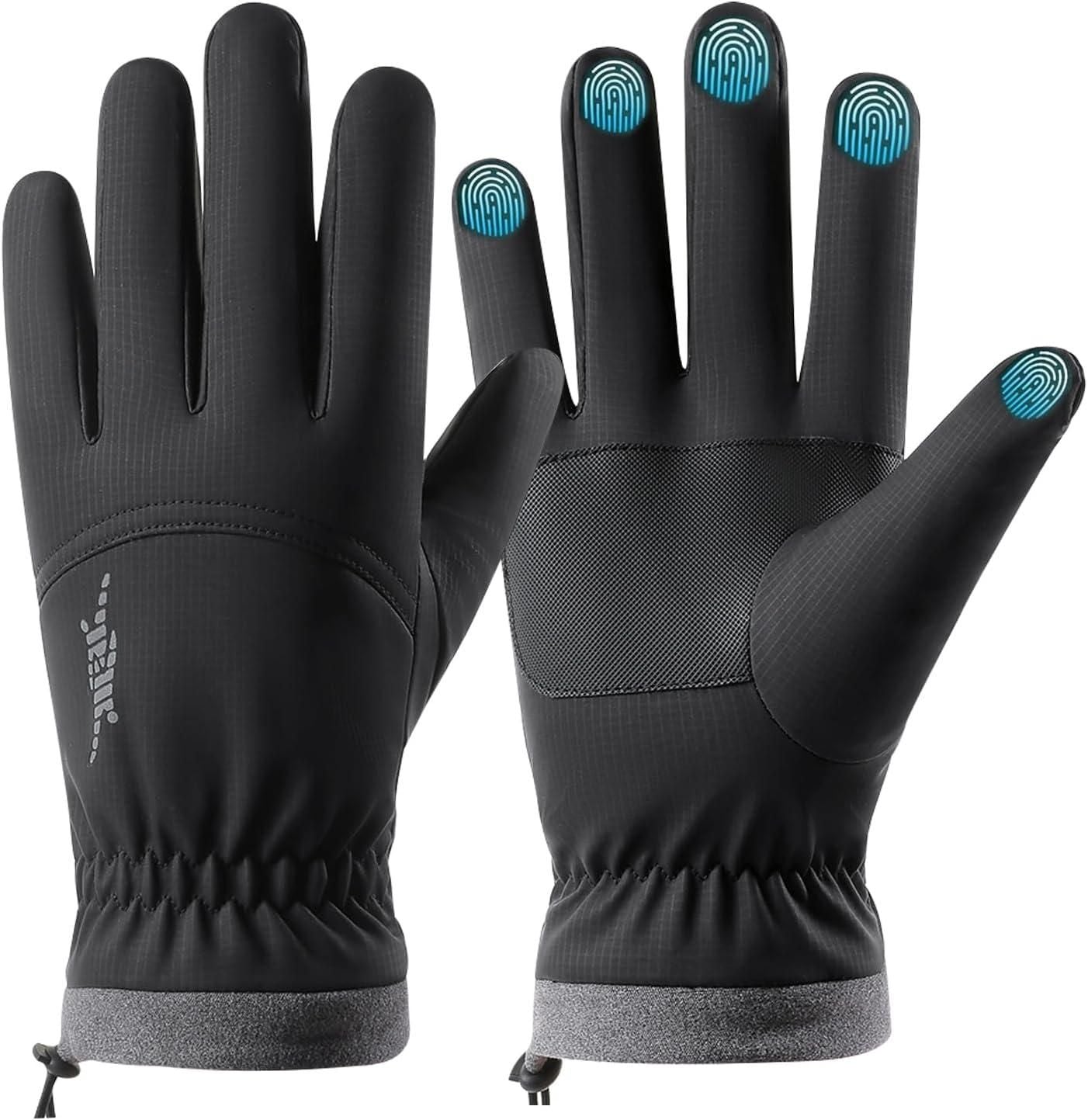 Ski Gloves Waterproof Touchscreen Winter Thermal Gloves Men Black M