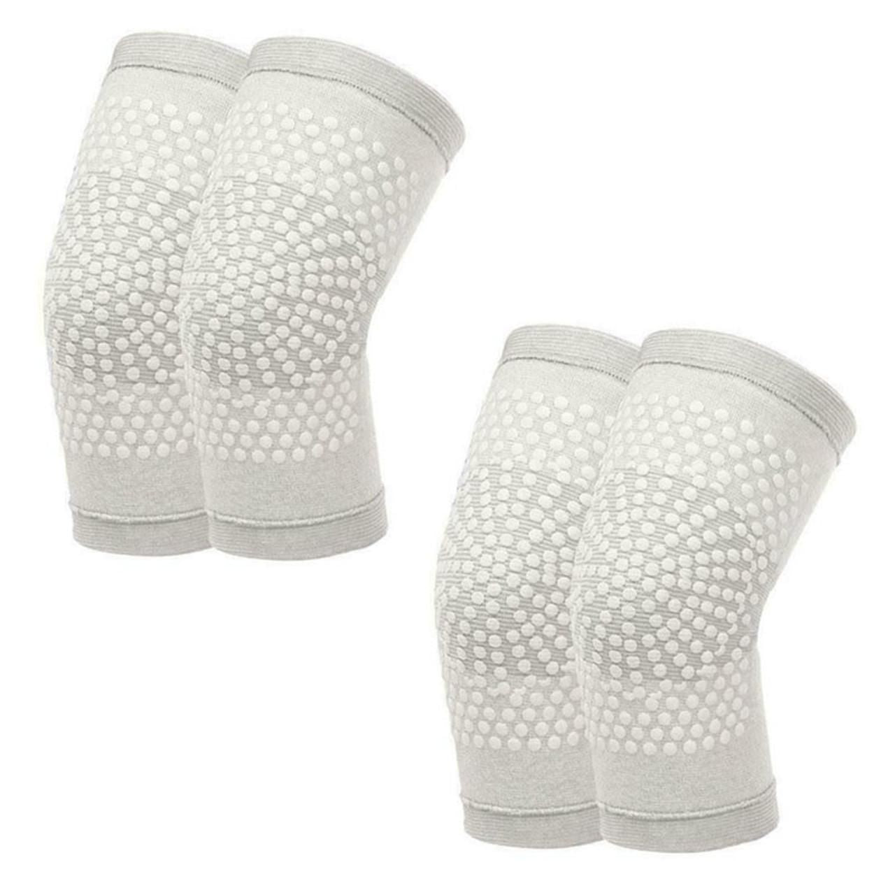Self Heating Knee Pads Grey Compression Support Sleeves for Arthritis Joint Pain Relief Sports Recovery 2 Pair M