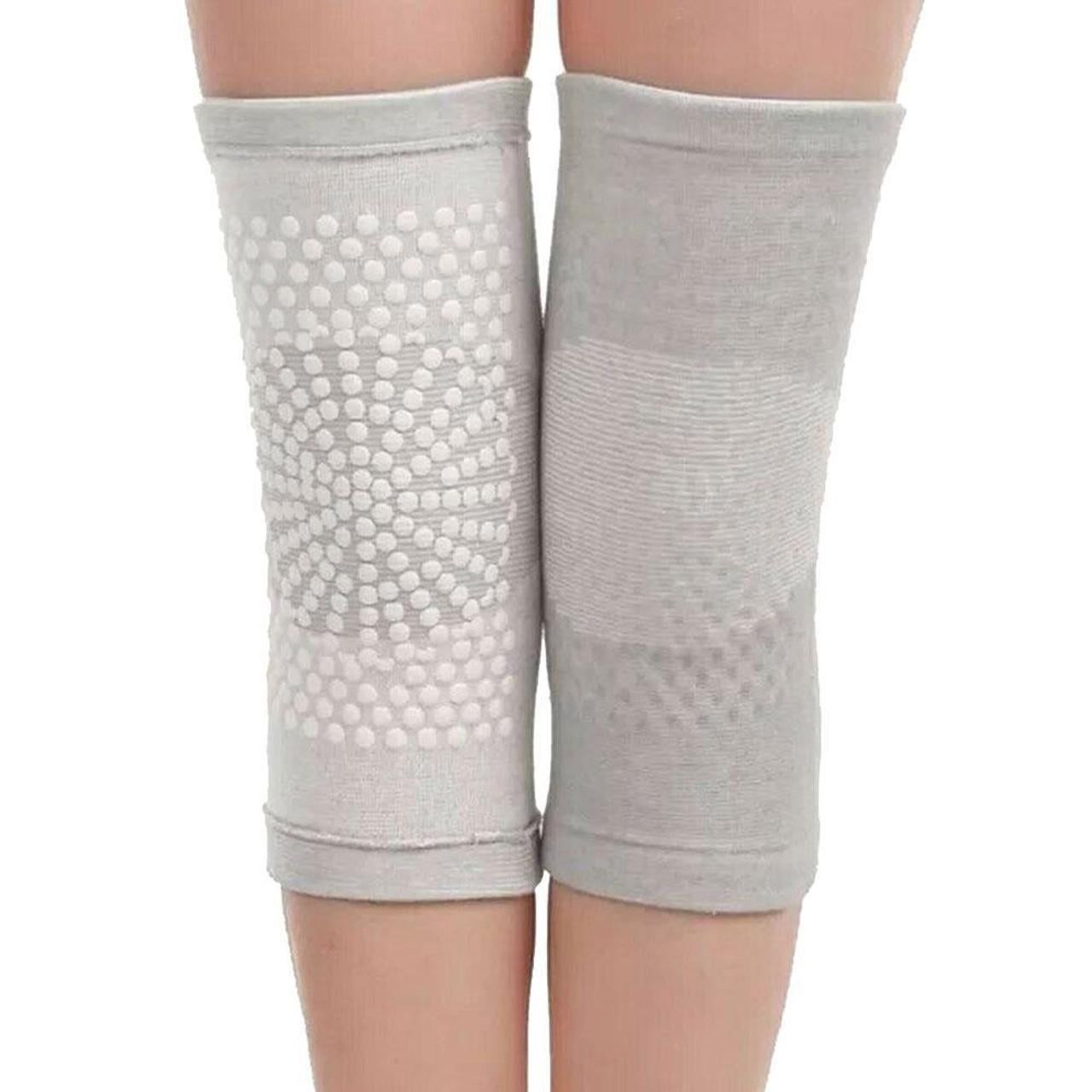 Self Heating Knee Pads Grey Compression Support Sleeves for Arthritis Joint Pain Relief Sports Recovery 2 Pair L