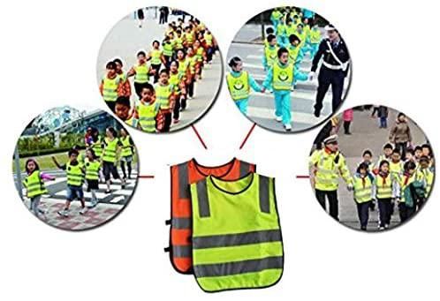 Kids Safety Vest Reflective High Visibility Vest Breathable Traffic Vest Costume Construction Vest Elastic Strap Safety Vest Neon Yellow Purpose for Running Cycling Jogging 5PCS - Red