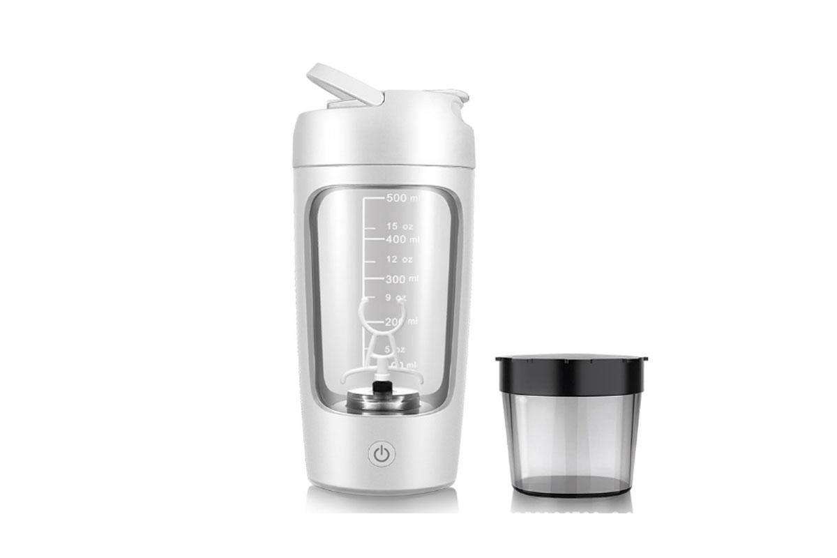 Electric Shaker Bottle Protein Shaker Bottle Protein Mixer for Perfect Creamy Shake Rechargeable Blender Bottle -White