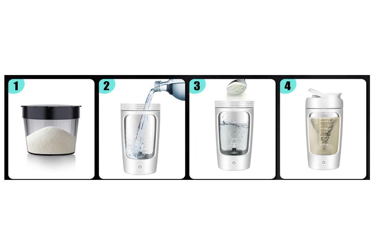 Electric Shaker Bottle Protein Shaker Bottle Protein Mixer for Perfect Creamy Shake Rechargeable Blender Bottle -White