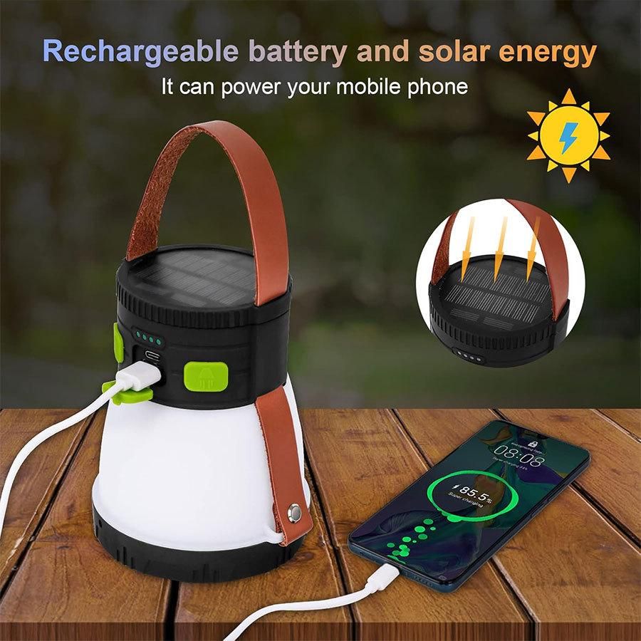 LED Solar Camping Light, 1500 Lumen Portable Flashlight, USB Rechargeable with 7 Lighting Modes & 7500mAh Battery, Outdoor Travel Camping Lantern