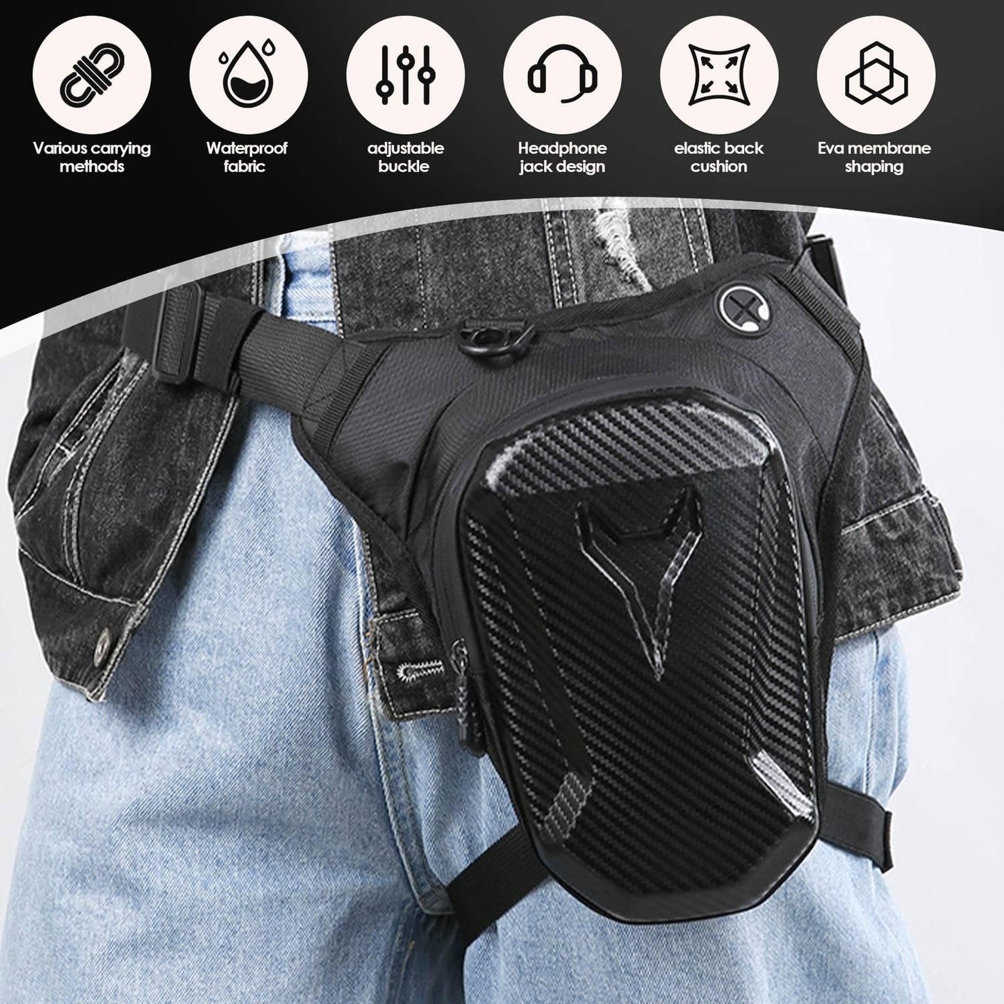 Motorcycle Leg Bag with Detachable Leg Strap, Cycling Crossbody Bag, Suitable for Cycling, Camping, Outdoor Travel