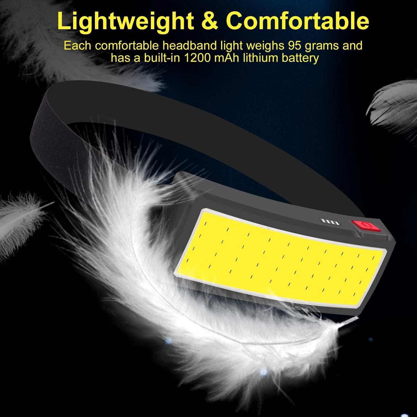 Rechargeable Headlamp Waterproof LED Soft Light Flashlight 3 Modes for Outdoor, Camping (2 Pack)