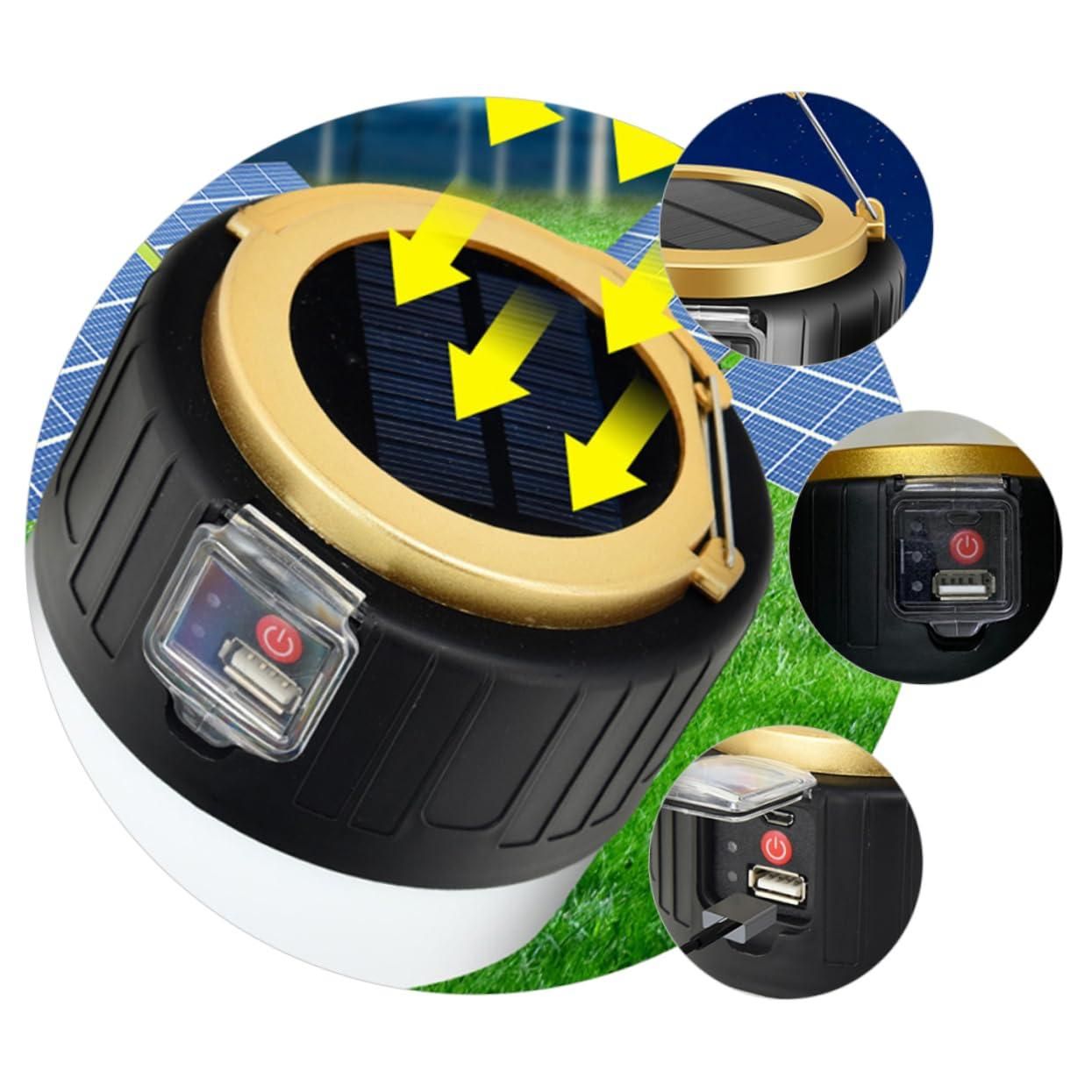 Solar Flashlight - USB Rechargeable LED Camping Light, Foldable Portable Phone Charging for Outdoor Travel