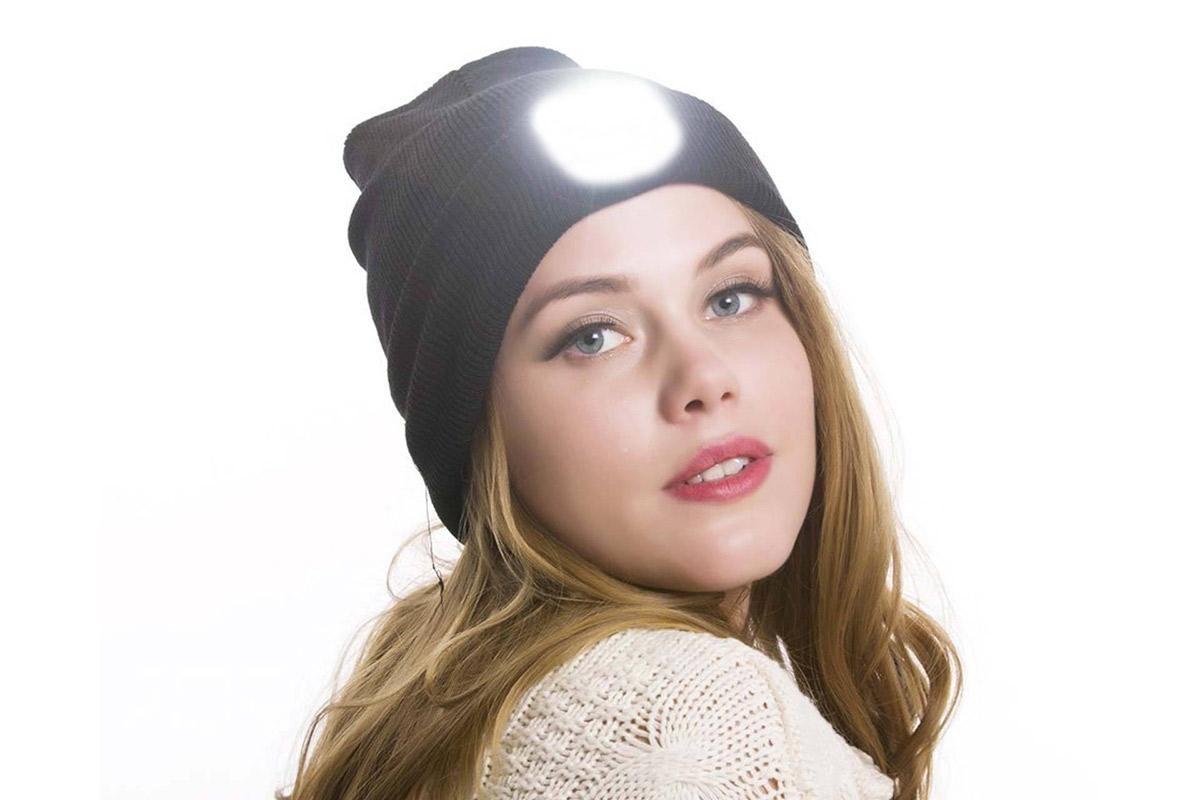 LED Beanie Hat USB Rechargeable LED Light Hat Winter Warm Knitted Hat Camping Workwear Hat with LED Light