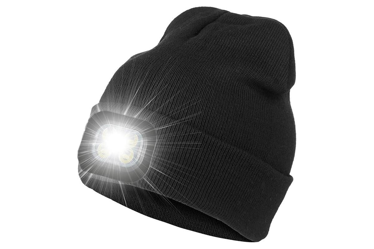 LED Beanie Hat USB Rechargeable LED Light Hat Winter Warm Knitted Hat Camping Workwear Hat with LED Light