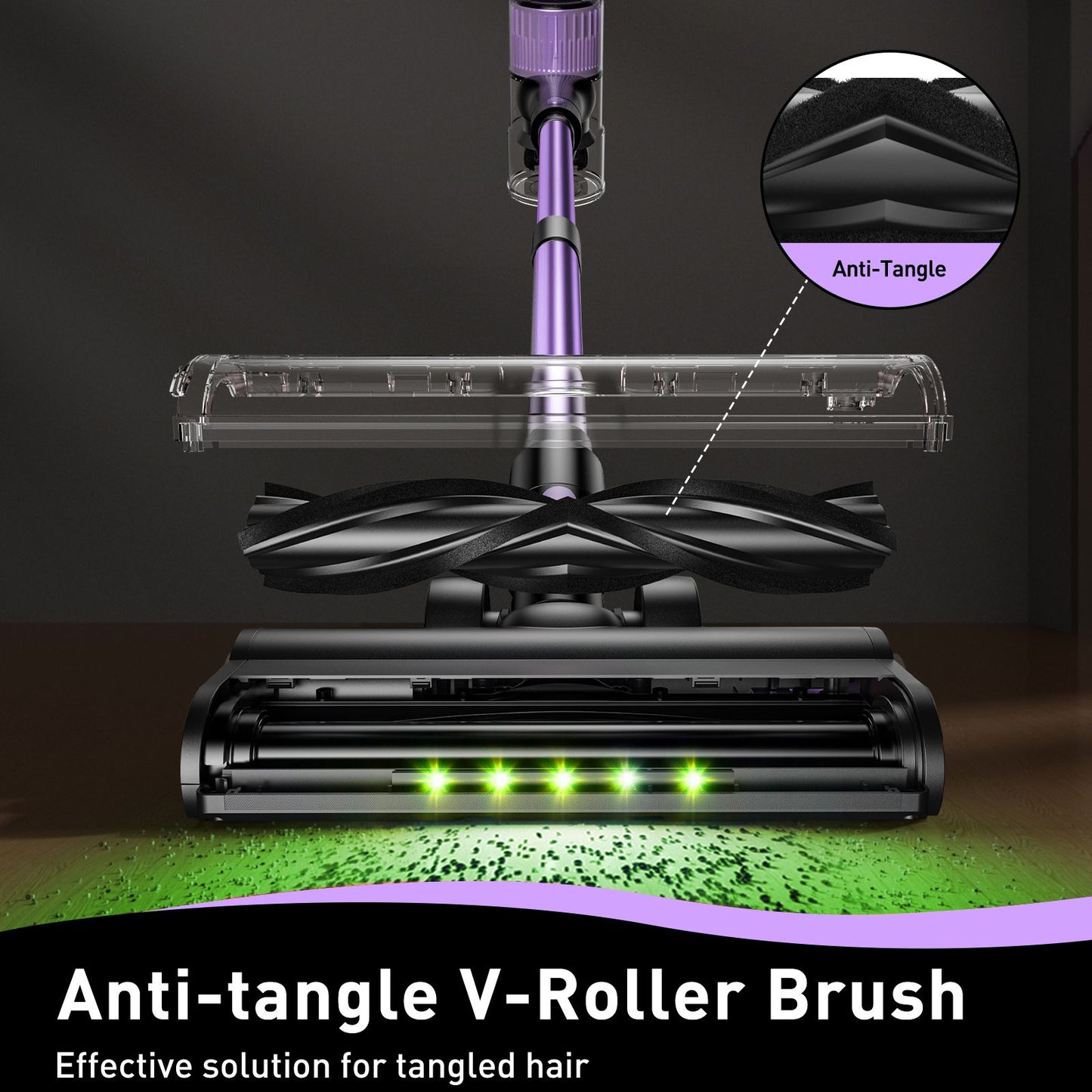 Cordless Vacuum Cleaner, 10 in 1 Stick Vacuum with Powerful Suction, Hose, Green LED Light, Anti-Tangle Brush, 55Kpa Lightweight Rechargeable Vacuum Cleaner for Home, Hardwood Floors, Carpets, Pet Hair.