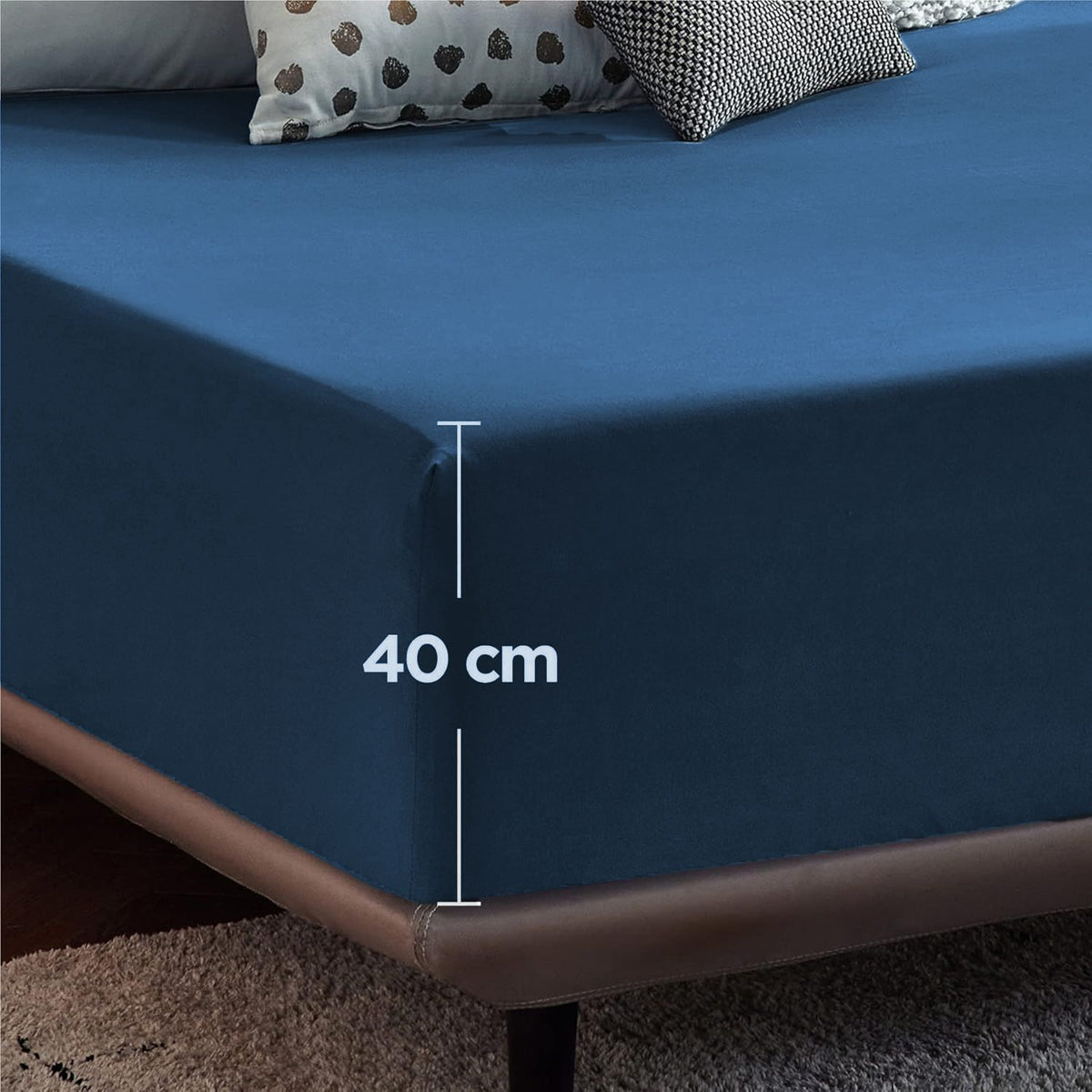 2000TC Hotel Quality Fitted Sheets - 2 Piece Fitted Sheets  -Breathable Bedding - Wrinkle, Fade, Stain Resistant- 16inch/40cm Deep Pocket Fitted Bed Sheets-Wrinkle and Fade Resistant,(Royal blue,Double)
