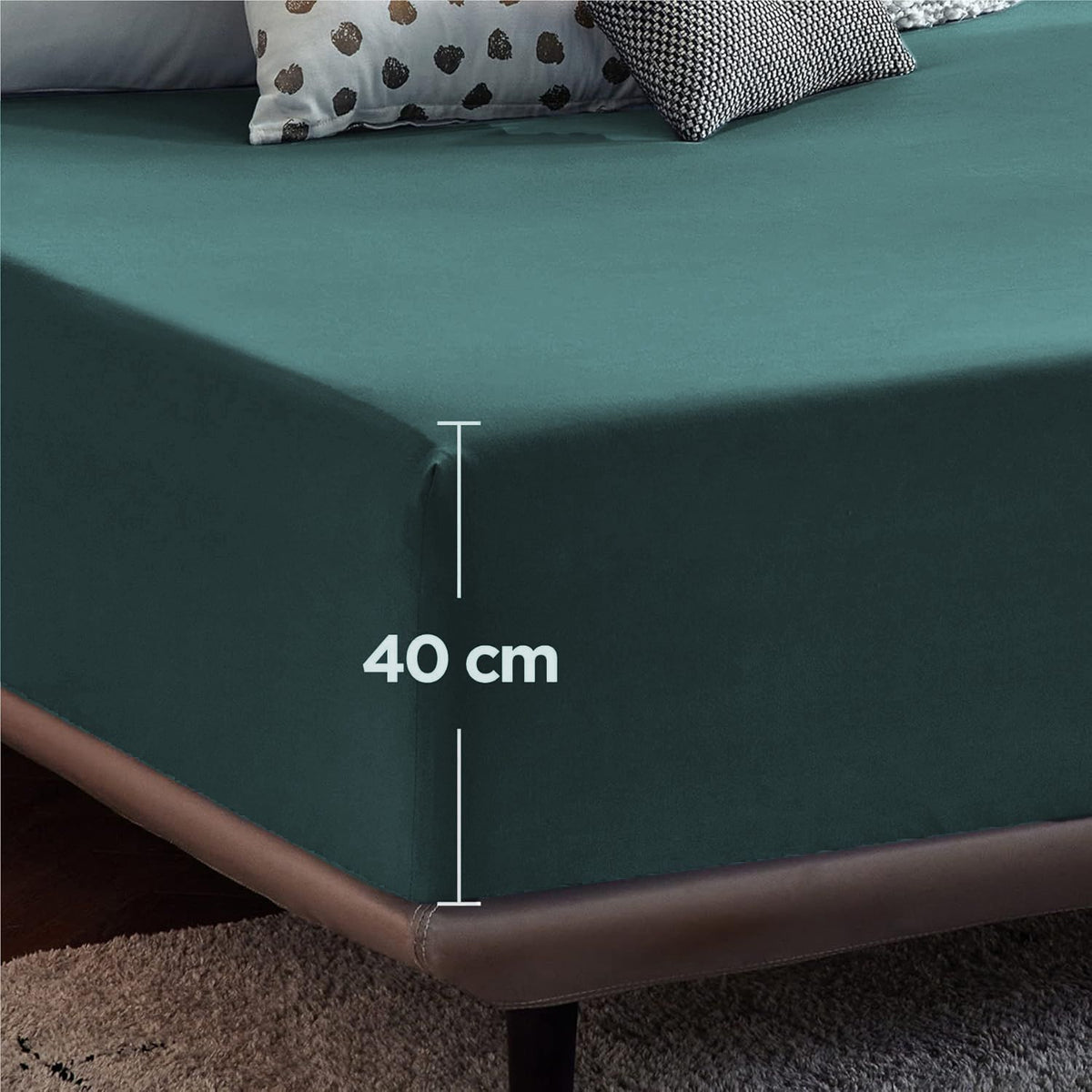 2000TC Hotel Quality Fitted Sheets - 2 Piece Fitted Sheets  -Breathable Bedding - Wrinkle, Fade, Stain Resistant- 16inch/40cm Deep Pocket Fitted Bed Sheets-Wrinkle and Fade Resistant,(Biscay blue,Double)