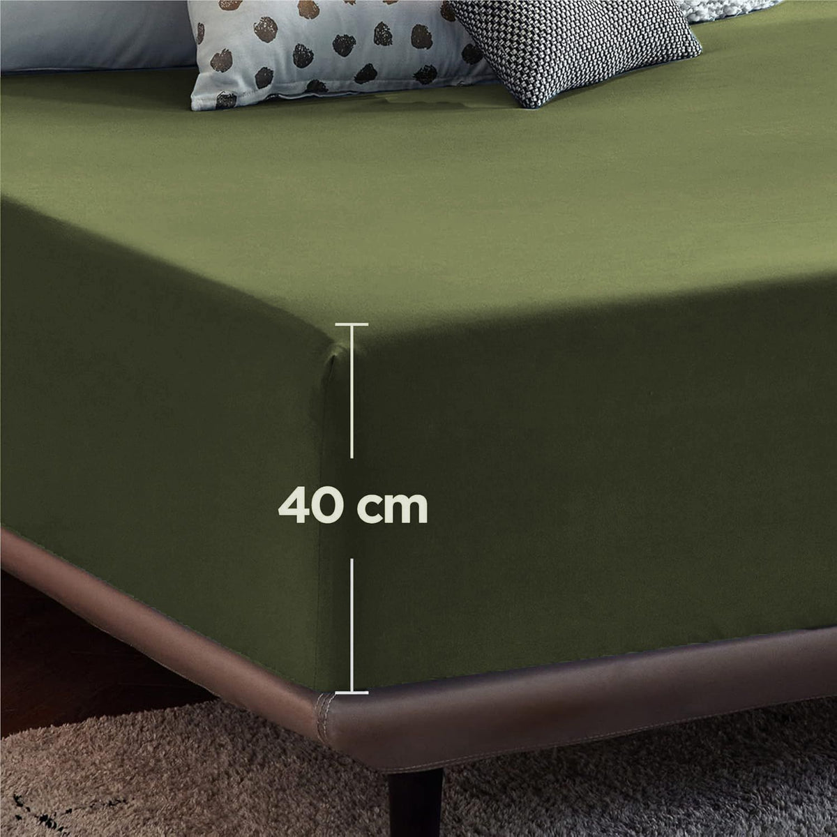 2000TC Hotel Quality Fitted Sheets - 2 Piece Fitted Sheets  -Breathable Bedding - Wrinkle, Fade, Stain Resistant- 16inch/40cm Deep Pocket Fitted Bed Sheets-Wrinkle and Fade Resistant,(Olive green,King)