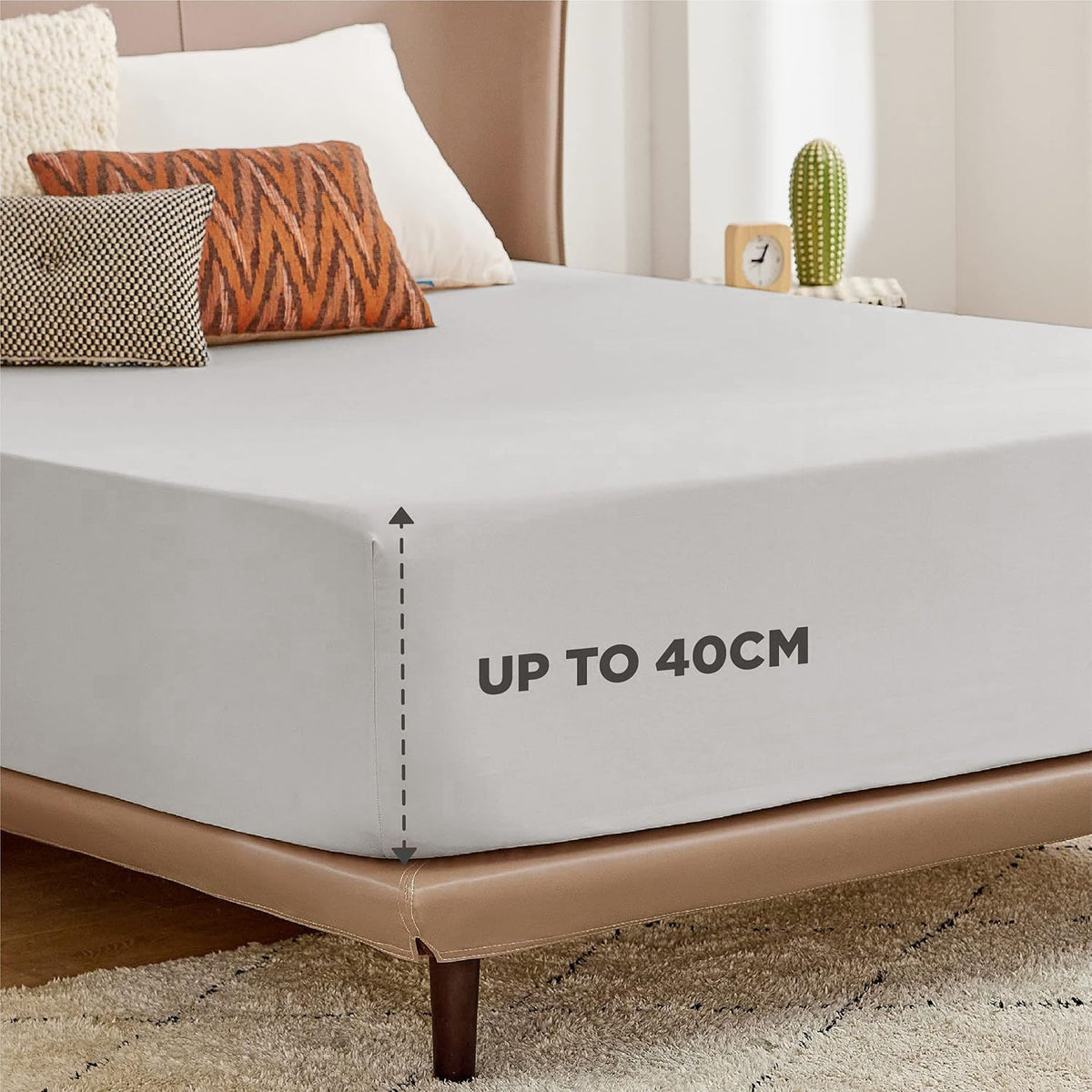 2000TC Hotel Quality Fitted Sheets - 2 Piece Fitted Sheets  -Breathable Bedding - Wrinkle, Fade, Stain Resistant- 16inch/40cm Deep Pocket Fitted Bed Sheets-Wrinkle and Fade Resistant,(Silver-gray,King Single)