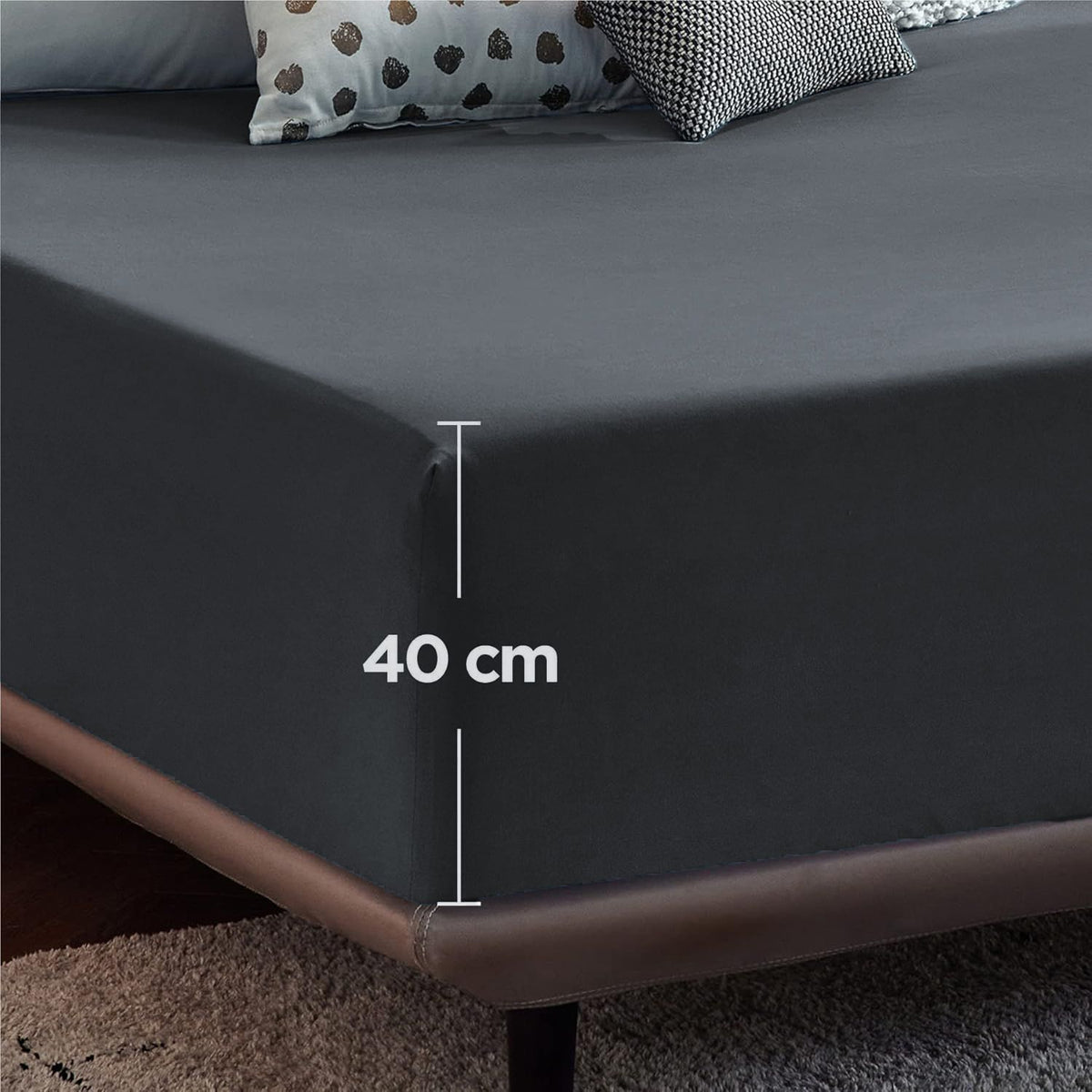 2000TC Hotel Quality Fitted Sheets - 2 Piece Fitted Sheets  -Breathable Bedding - Wrinkle, Fade, Stain Resistant- 16inch/40cm Deep Pocket Fitted Bed Sheets-Wrinkle and Fade Resistant,(Dark gray,Single)