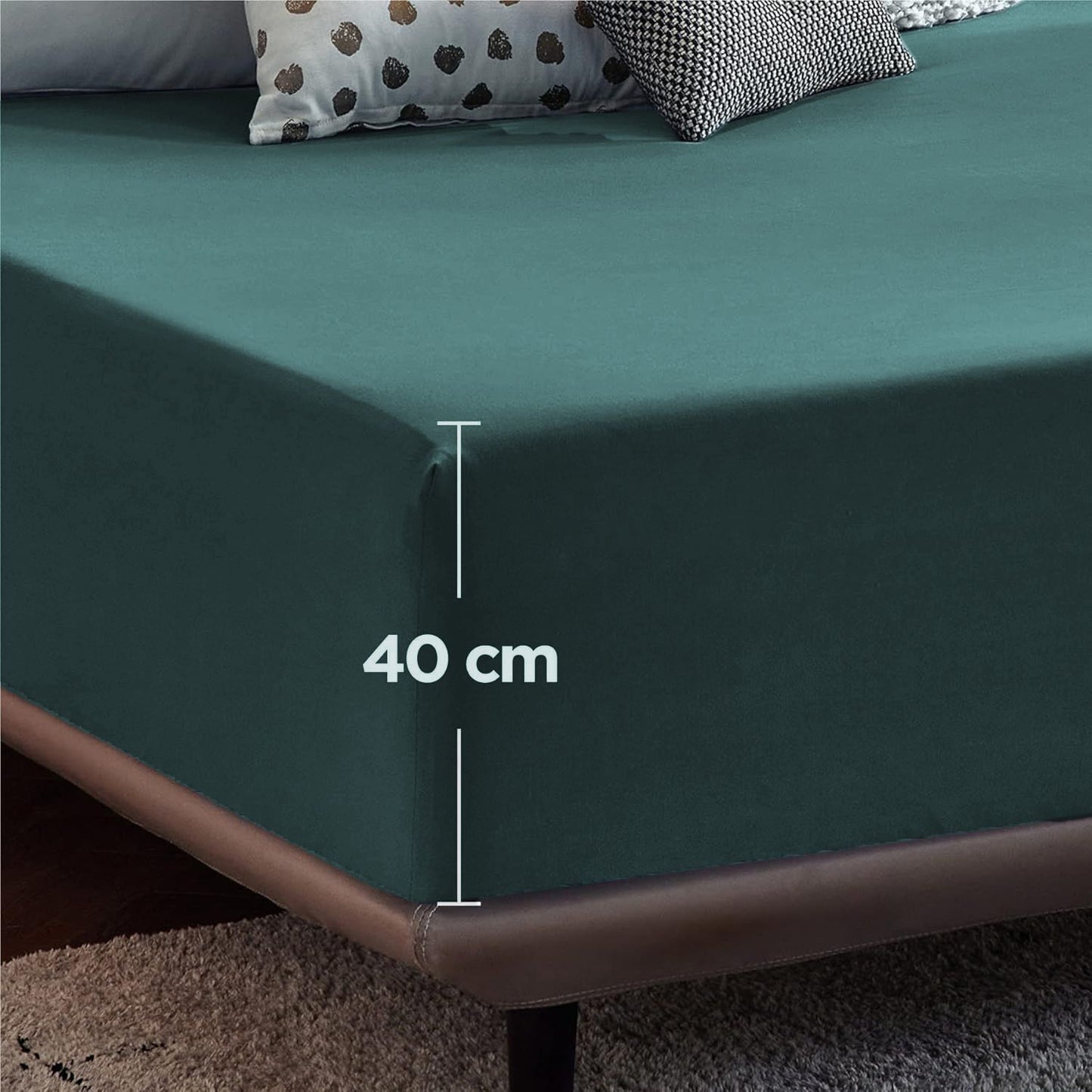 2000TC Hotel Quality Fitted Sheets - 2 Piece Fitted Sheets  -Breathable Bedding - Wrinkle, Fade, Stain Resistant- 16inch/40cm Deep Pocket Fitted Bed Sheets-Wrinkle and Fade Resistant,(Biscay blue,Single)