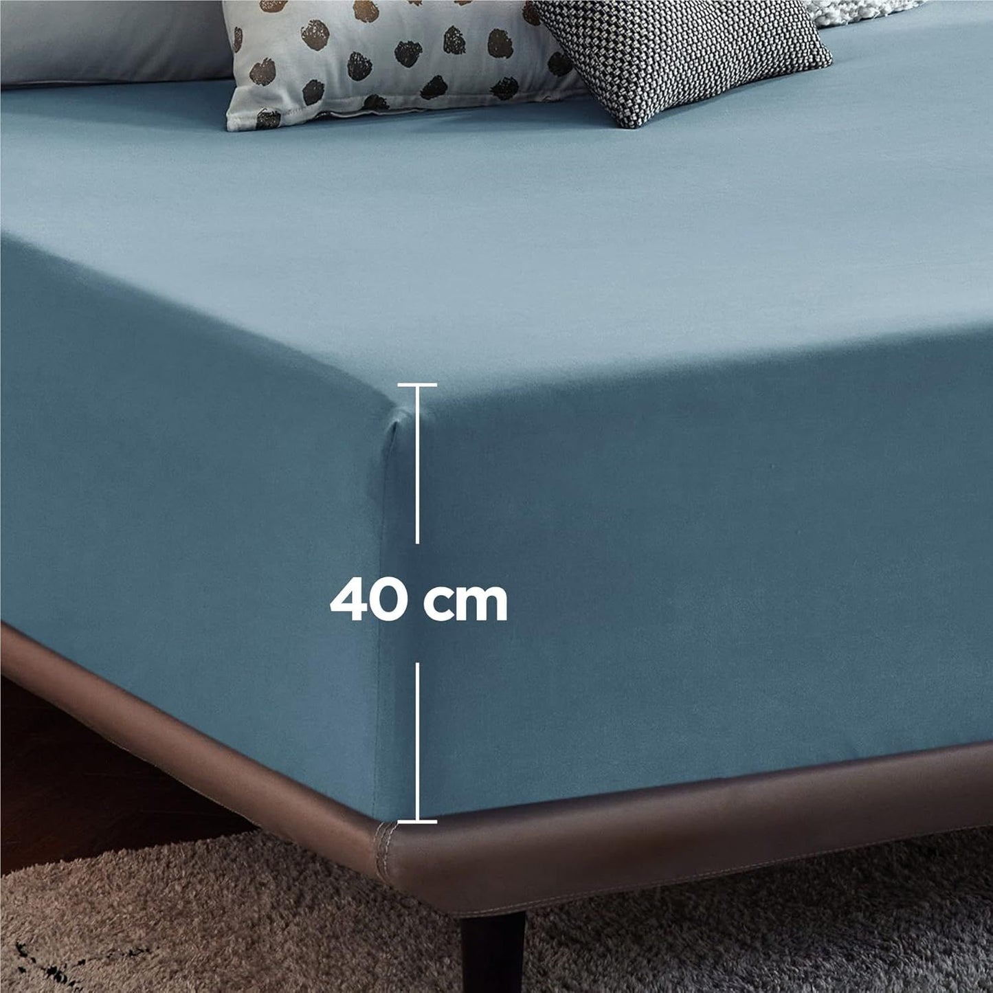 2000TC Hotel Quality Fitted Sheets - 2 Piece Fitted Sheets  -Breathable Bedding - Wrinkle, Fade, Stain Resistant- 16inch/40cm Deep Pocket Fitted Bed Sheets-Wrinkle and Fade Resistant,(Ocean,Super King)