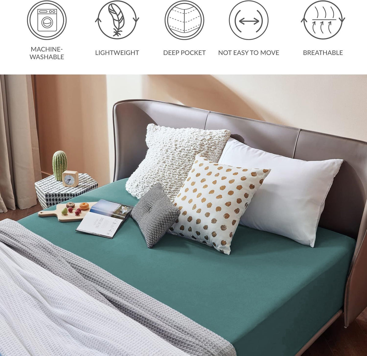 2000TC Hotel Quality Fitted Sheets - 2 Piece Fitted Sheets  -Breathable Bedding - Wrinkle, Fade, Stain Resistant- 16inch/40cm Deep Pocket Fitted Bed Sheets-Wrinkle and Fade Resistant,(Biscay blue,Super King)