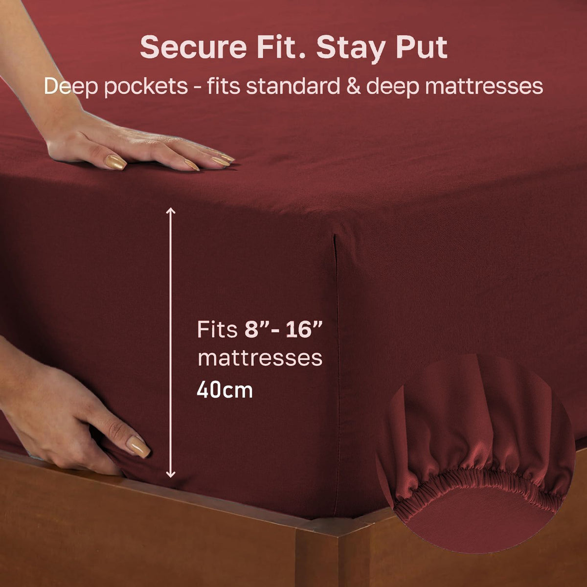 Hotel Quality Fitted sheets - 2 Piece Fitted sheets  -Breathable Bedding - Wrinkle, Fade, Stain Resistant- 26inch/40cm Deep Pocket Fitted Bed Sheet-Wrinkle and Fade Resistant,(Red,Double)