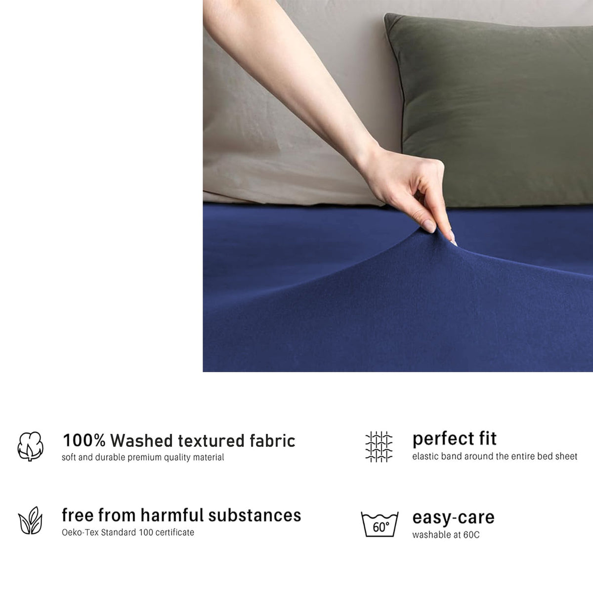 Hotel Quality Fitted sheets - 2 Piece Fitted sheets  -Breathable Bedding - Wrinkle, Fade, Stain Resistant- 26inch/40cm Deep Pocket Fitted Bed Sheet-Wrinkle and Fade Resistant,(Royal blue,Double)