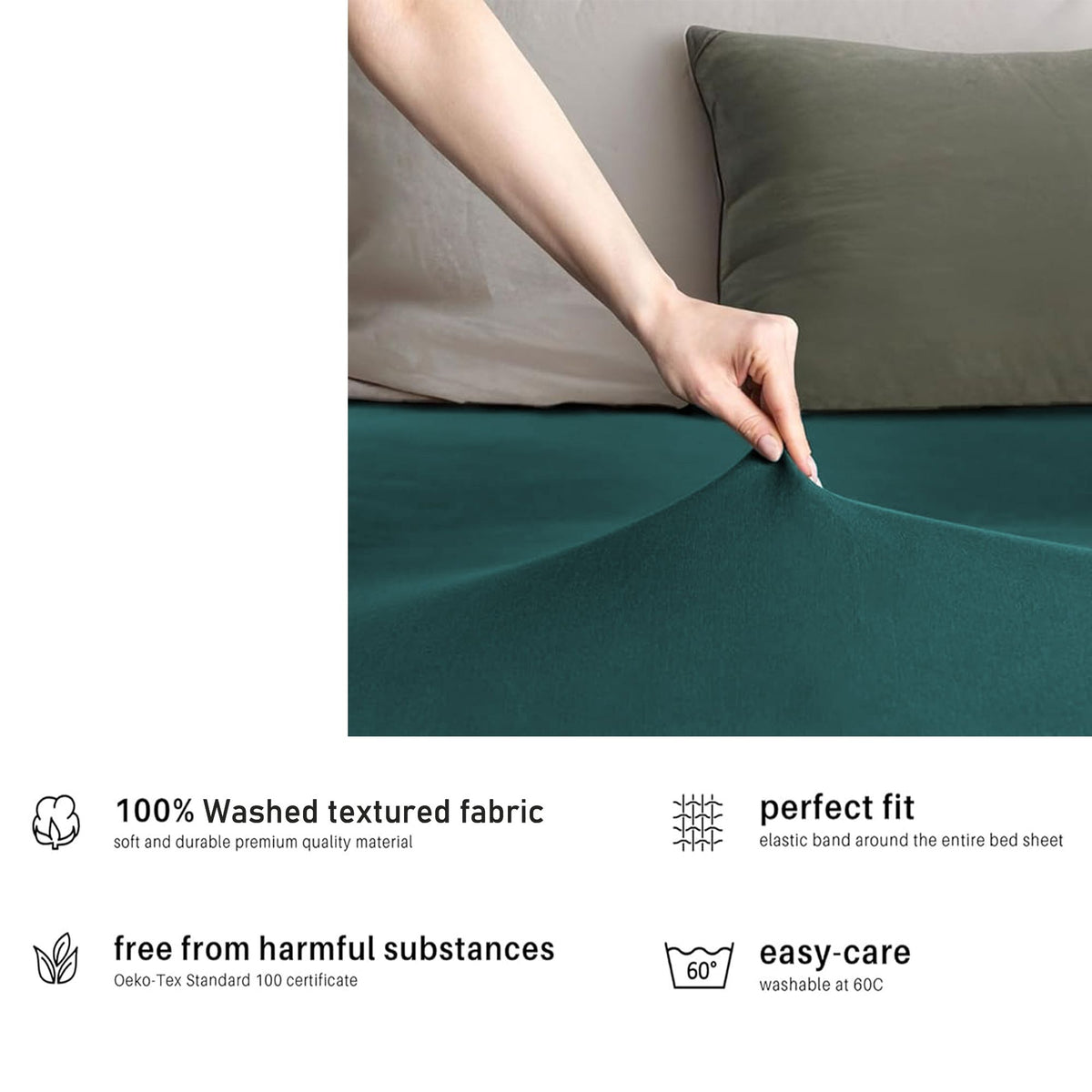 Hotel Quality Fitted sheets - 2 Piece Fitted sheets  -Breathable Bedding - Wrinkle, Fade, Stain Resistant- 26inch/40cm Deep Pocket Fitted Bed Sheet-Wrinkle and Fade Resistant,(Biscay blue,Double)