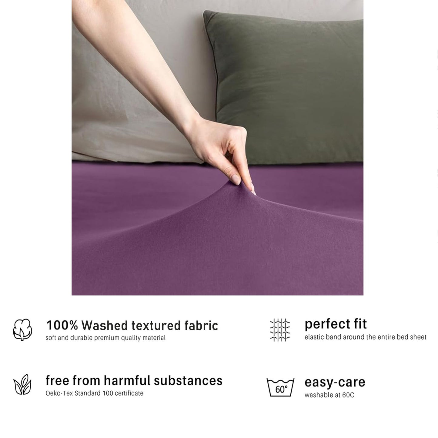 Hotel Quality Fitted sheets - 2 Piece Fitted sheets  -Breathable Bedding - Wrinkle, Fade, Stain Resistant- 26inch/40cm Deep Pocket Fitted Bed Sheet-Wrinkle and Fade Resistant,(Purple,Double)