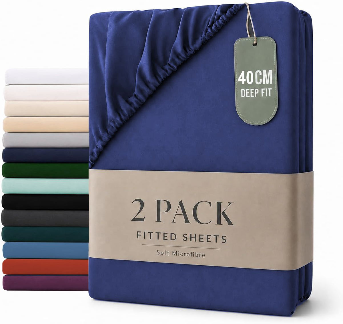 Hotel Quality Fitted sheets - 2 Piece Fitted sheets  -Breathable Bedding - Wrinkle, Fade, Stain Resistant- 26inch/40cm Deep Pocket Fitted Bed Sheet-Wrinkle and Fade Resistant,(Royal blue,King)